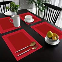 Elegant Red Placemats , Heat-resistant, Machine Washable , Daily Dining, Holiday Banquets, Parties, Home Decoration 4PCS