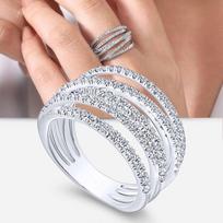 Hip-hop unisex ring, retro geometric lines wrapped around ring women, irregular multi-layer jewelry No. 5