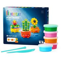 Plastilino rinkinys, su priedais Hey Clay Plant Friends, įvairių spalvų