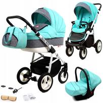Vaikiškas vežimėlis 3-in-1 BabyLux Alu Way sportinis lopšys automobilinė kėdutė