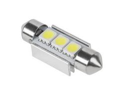 LED lemputė 12V SV8.5 su 3LED balta Ø11x36mm Canbus
