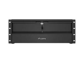 Stalčius 19″ tinklinėms spintoms 4U 360 mm juodas Lanberg (4U/483 × 360 mm, apkrova iki 90 kg, 4 taškų tvirtinimas)