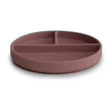 MUSHIE silikoninė lėkštė limpančiu dugnu, Cloudy Mauve, MUSHIE silikoninė lėkštė limpančiu dugnu, Cloudy Mauve