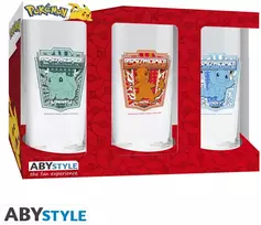 Abysse Pokemon stiklinių rinkinys - 3 x 14 cm aukščio, 6 cm skersmens