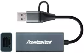 Adapteris USB PremiumCord USB-C į USB-A Gigabit 10/100/1000Mbps 15cm (ku31ether07)