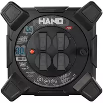 Plastrol Kvadratinis būgninis prailgintuvas linija hand pro; 4x2p+su; ip44; 16a; h07rn-f; 3×1,5; 30m; juoda