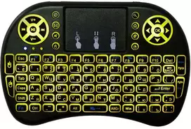 Mini belaidė klaviatūra su RGB LED, klaviatūra su jutikliniu kilimėliu, mini klaviatūra su lietimui jautriu kilimėliu, kompaktiška belaidė klaviatūra su jutikliniu kilimėliu