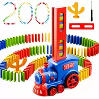 Automatinis domino traukinuko rinkinys 200 vnt., elektrinis domino lokomotyvas, domino traukinys