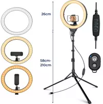 LED žiedinė lempa su trikoju stovu, 242 cm telefono laikiklio žiedinė lempa, žiedinė šviesa, žiedinė lempa telefonui, LED žiedas su stovu