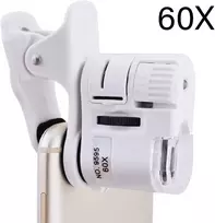 Telefono mikroskopas 60x telefono objektyvas su LED UV šviesa, telefoninis mikroskopas 60x, išmaniojo telefono mikroskopo objektyvas, 60 kartų telefono lupa, telefono lęšis su LED ir UV apšvietimu