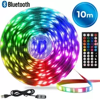 10 m RGB LED juostelė su „Bluetooth“ ir pulteliu, LED juosta su nuotoliniu valdymu, spalvota LED lemputių juostelė