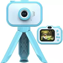 Vaikiškas skaitmeninis fotoaparatas su trikojį, mėlynas, vaikų fotoaparatas, vaikų skaitmeninis fotoaparatas, vaikams skirtas fotoaparatas, mėlynas vaikiškas fotoaparatas