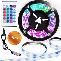 5 m RGB LED juostų šviesa, USB maitinama, su nuotolinio valdymo pulteliu, RGB LED juosta, LED šviesos juosta, USB LED juosta, LED lemputės juosta