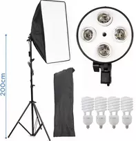 Softbox 235 cm, 4 lemputės, 45 W 5500K, softbox apšvietimo komplektas, šviesdėžė, šviesos dėžė, apšvietimo rinkinys su softbox