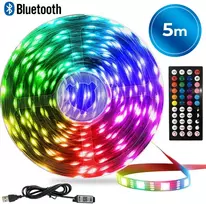 5 m RGB LED juostelės su „Bluetooth“ valdymu ir pulteliu, LED šviesos juosta, LED lemputių juosta, LED švieselių juostelė, RGB šviesos juostelė
