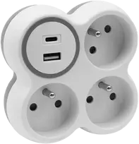 Hand Home Trilypis skirstytuvas, 3x kištukiniai lizdai su įžeminimu, 1x USB A lizdas -18W, 1x USB C lizdas – PD 20W