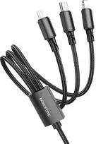 Borofone Cable BX72 3 in 1 - USB to Type C, Micro USB, Lightning - 2A 1 metre juodas
