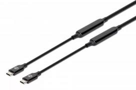 USB-C laidas Manhattan 5m aktyvus Kištukas-Kištukas 10Gbps 3A Juodas