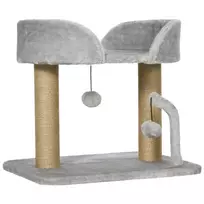 Draskyklė, 42 cm maža kačių draskyklė su džiuto stulpu, platforma, pilka