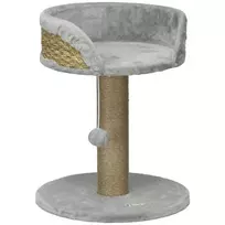 "PawHut" draskyklė maža, 49 cm kačių medis, kačių draskyklė su žaidimų kamuoliuku, gulimu paviršiumi, laipiojimo medis katėms iki 4 kg, kačių baldai, džiuto pilkos spalvos