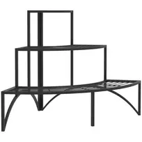 "Outsunny" 3 pakopų augalų stovas, gėlių stovas vidaus patalpoms lauke, metalinis augalų stovas, daugiapakopis gėlių stovas, 60 cm aukščio gėlių laiptai kambariui, sodo balkono apdailai, juodos spalvos