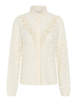 Kaffe - Kagigi Flounce Lace Shirt - Marškinėliai ilgomis rankovėmis - Kreminė spalva