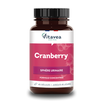 VITAVEA Cranberry 37,5 mg PAC  šlapinimosi patogumui, 45 augalinės kilmės kapsulės