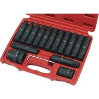 3/4" + 1" Smūginių antgalių rinkinys (TORX, E-TORX, HEX) 16vnt.