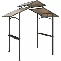 Grilio pavėsinė su ugniai atspariu stogu BBQ pavėsinė su 2 lentynomis 2,5 x 1,5m plienas PC juoda+ruda