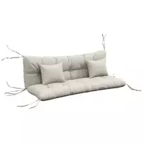 4 vnt. sėdimųjų pagalvėlių rinkinys, 150x50 cm, vandeniui atsparios kėdžių pagalvėlės su raišteliais, 10 cm storio, kreminės baltos spalvos