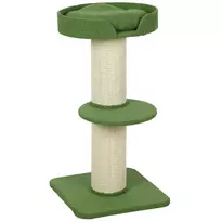 PawHut Katės medis 91cm Žaidimų medis su katės lova, platforma avikailis Žalias