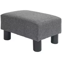 HOMCOM Sėdimoji Pufas, Modernus Kojų Pufas su Lino Išvaizda, Minkštas Pufas, Osmanų Stiliaus Pufas Miegamajam, Svetainei, Tamsiai Pilkas