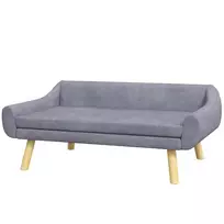 Stilinga sofa katėms/šunims su atlošu, skirta vidutinio ir didelio dydžio šunims, aksomas, pilka, 102x58,5x42,5 cm