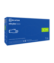 Vienkartinės pirštinės NITRYLEX Basic, nitrilinės, nepudruotos, mėlynos spalvos, S, 100 vnt.