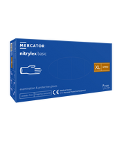 Vienkartinės pirštinės NITRYLEX Basic, nitrilinės, nepudruotos, mėlynos spalvos, XL, 100 vnt.