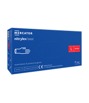 Vienkartinės pirštinės NITRYLEX Basic, nitrilinės, nepudruotos, mėlynos spalvos, L, 100 vnt.