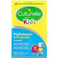 Culturelle, Vaikams, kramtomosios multivitaminų ir probiotikų tabletės, 3+ metų, natūralus vaisių punšas, 50 kramtomųjų tablečių