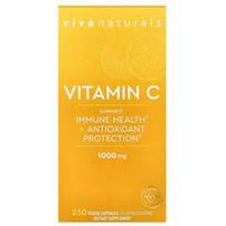 Viva Naturals, Vitaminas C, 1 000 mg, 250 daržovių kapsulių