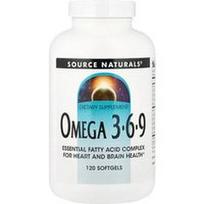 Source Naturals, Omega 3-6-9, 120 minkštųjų kapsulių