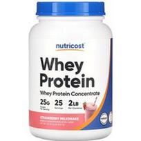 Nutricost, Išrūgų baltymų koncentratas, braškių pieno kokteilis, 2 svarai (907 g)