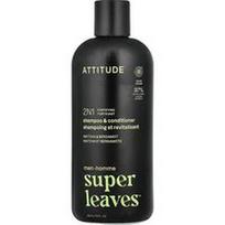 ATTITUDE, „Super Leaves™“, 2 N 1 Stiprinamasis šampūnas ir kondicionierius vyrams, matcha ir bergamotė, 415 ml
