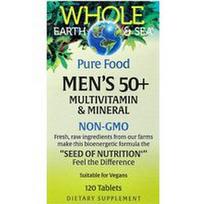 Natural Factors, „Whole Earth & Sea®“, vyrams nuo 50 metų, skirtas multivitaminams ir mineralams, 120 tablečių