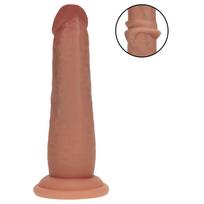 RealRock - dvigubo tankio tikroviškas dildo (įdegio spalvos) - 15,5 cm