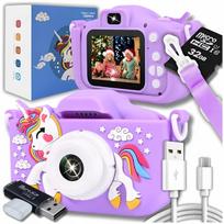Skaitmeninis fotoaparatas vaikams ZeeTech vienaragis 40 Mpx kamera žaislas žaidimai+32GB kortelė