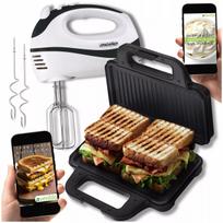 Sumuštinių keptuvė „Panini“ grilis 1400W + rankinis plaktuvas 550W