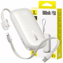 BASEUS išorinė baterija 10000 mAh 45W su ekranu ir nuimamu USB-C/Lightning laidu