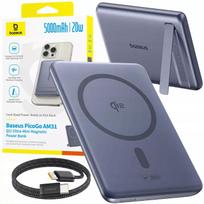 Itin plonas „Baseus“ magnetinis „MagSafe“ indukcinis „powerbank“ 5000 mAh 20 W su atrama