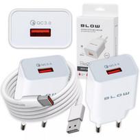 Spartusis sieninis įkroviklis BLOW USB QC 3.0 18W Quick Charge su USB-C kabeliu