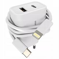 Greitas tinklo įkroviklis  USB-C USB 20W + Lightning laidas