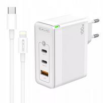 Spartusis sieninis įkroviklis 100W 2xUSB-C + 1xUSB QC3.0 + USB-C